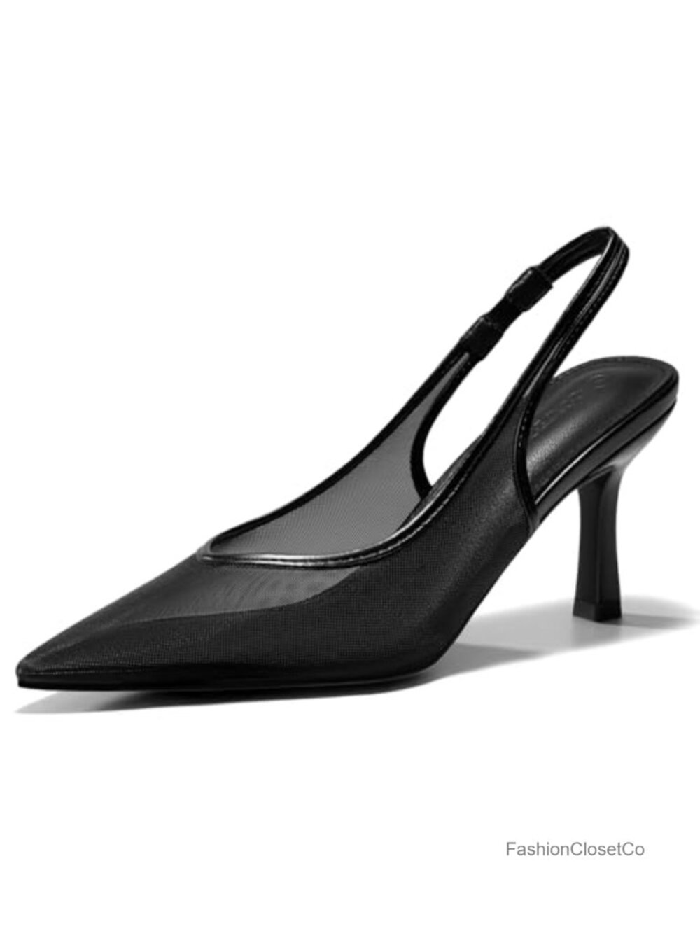 Women's Kitten Heel Slingback Pumps Mesh Pointed Toe Low Heel Dress Shoes